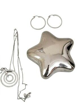 EP Steel Vintage Silver Plate Star Trinket Box